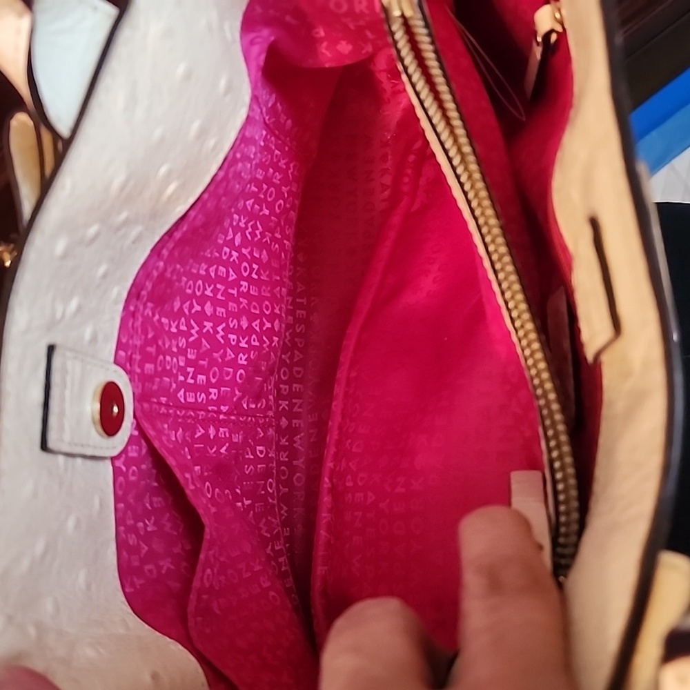 Kate Spade Charm City Cream Ostrich Bow Crossbody Satchel - Picture 5 of 10